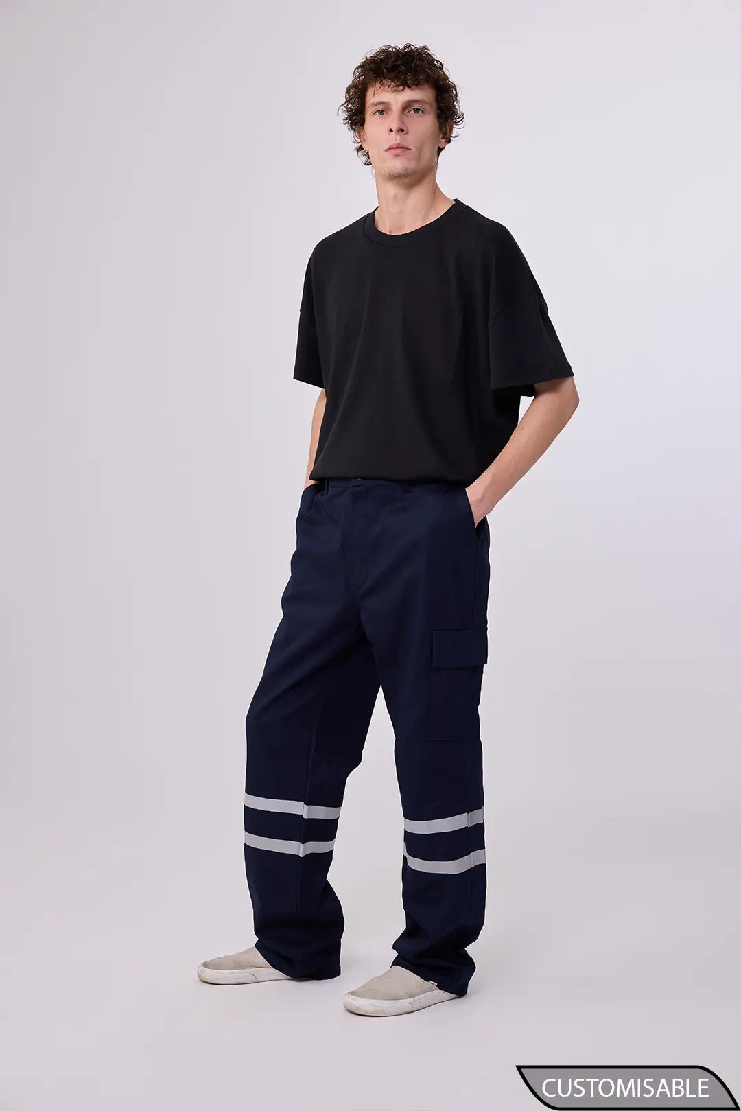 Custom hi-vis utility trousers with reflective bands
