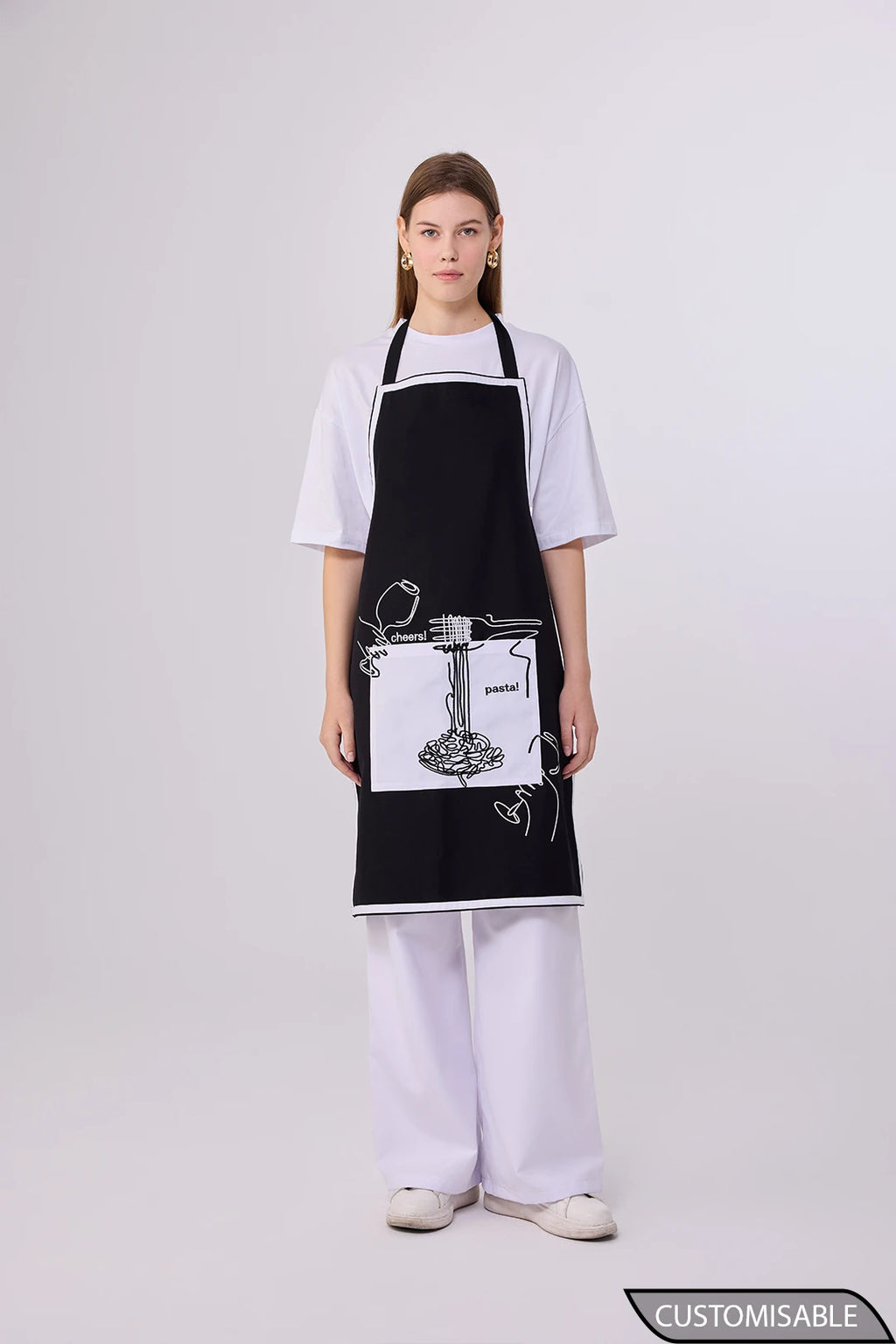 Crafted Uniforms Custom Artistic Apron With Pasta Themed Graphic Design