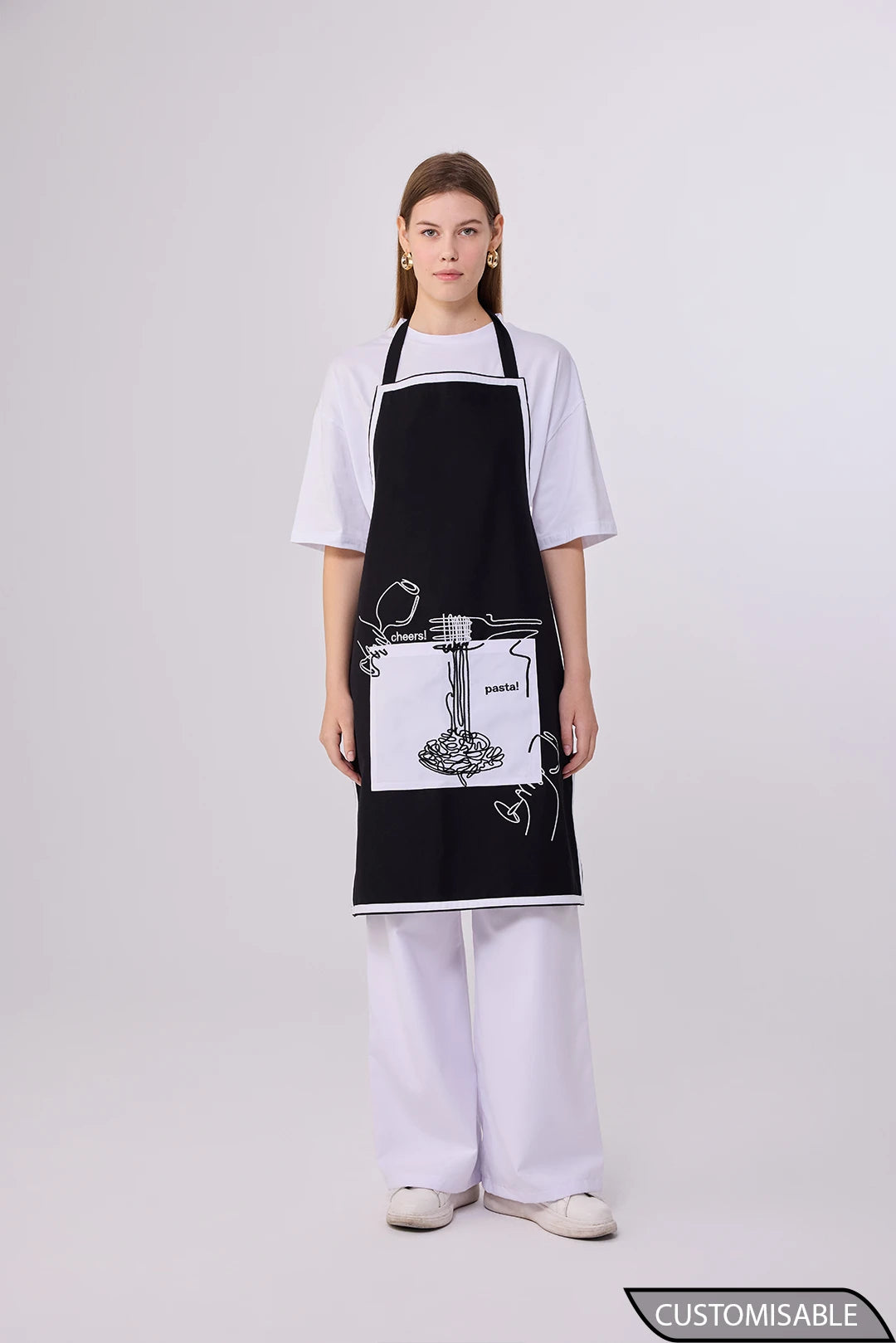 Crafted Uniforms Custom Artistic Apron With Pasta Themed Graphic Design