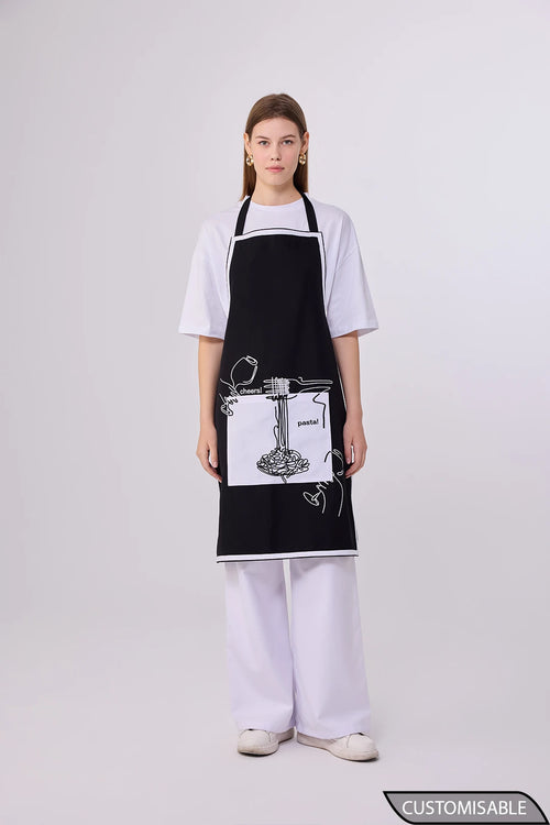 Crafted Uniforms Custom Artistic Apron With Pasta Themed Graphic Design