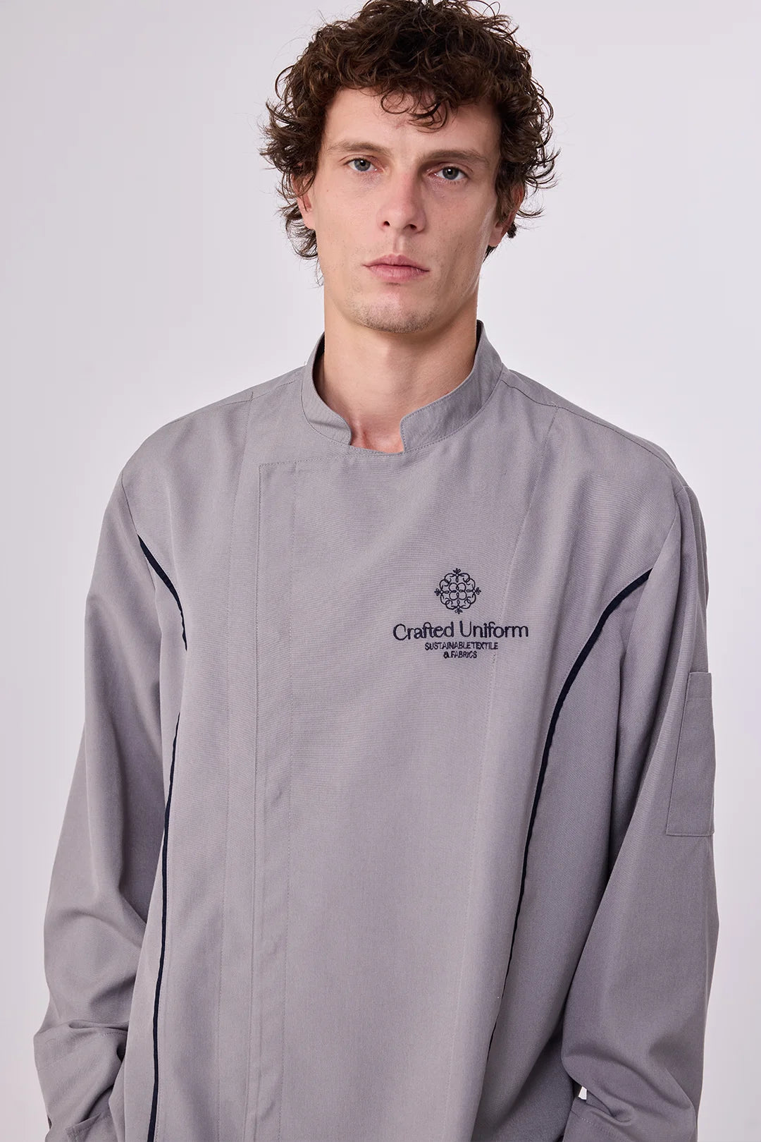 Custom Chef Utility Jacket – Tailored Grey Design With Black Piping