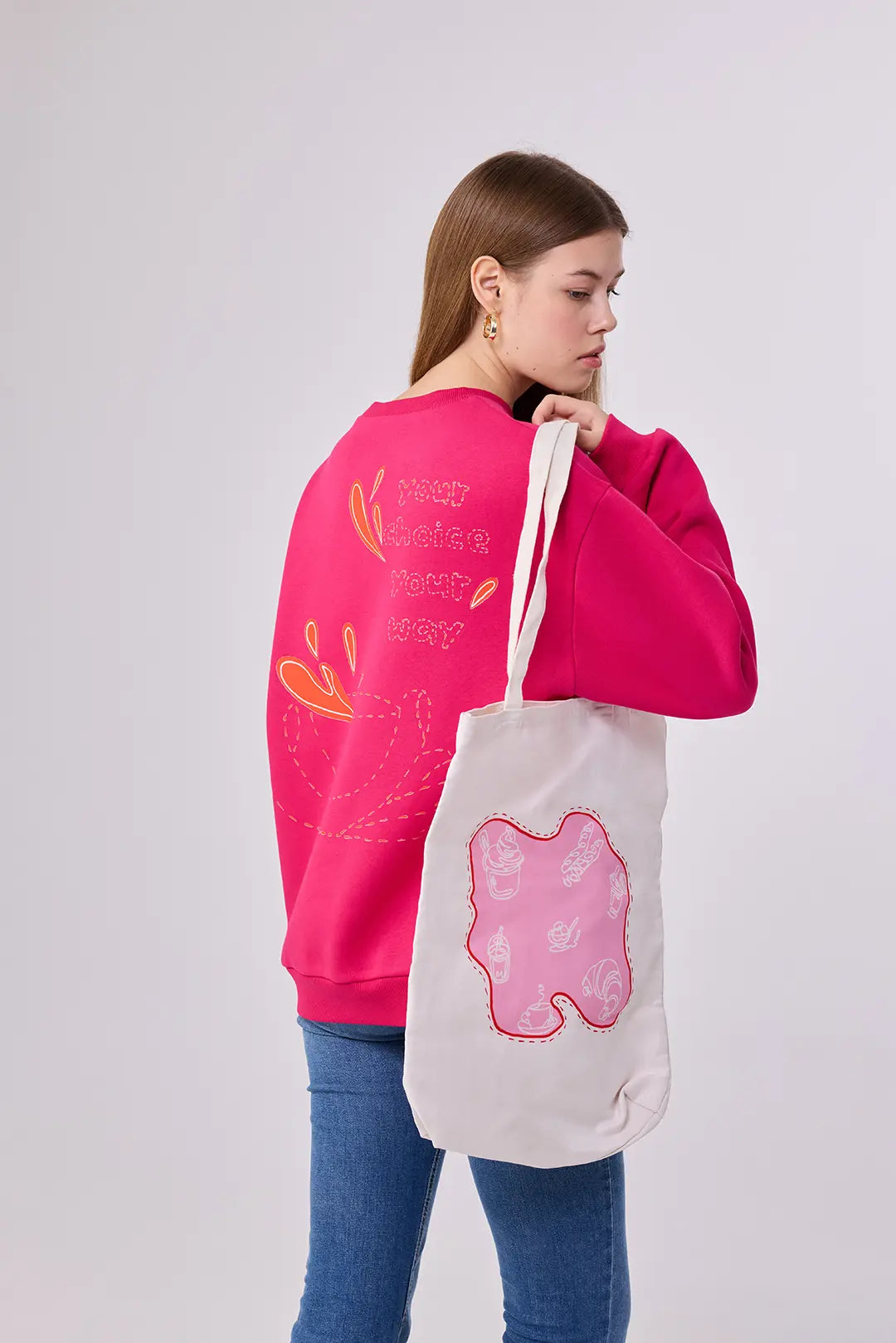 Custom Graphic Coffee Sweatshirt – Oversized Fit With Motivational Detail