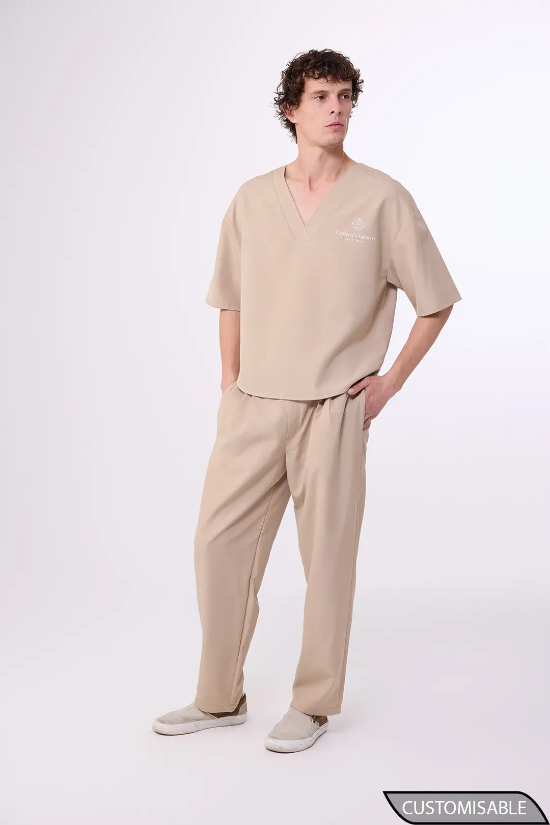 Custom V-Neck Uniform Set – Lightweight Professional Wear With Branding Options