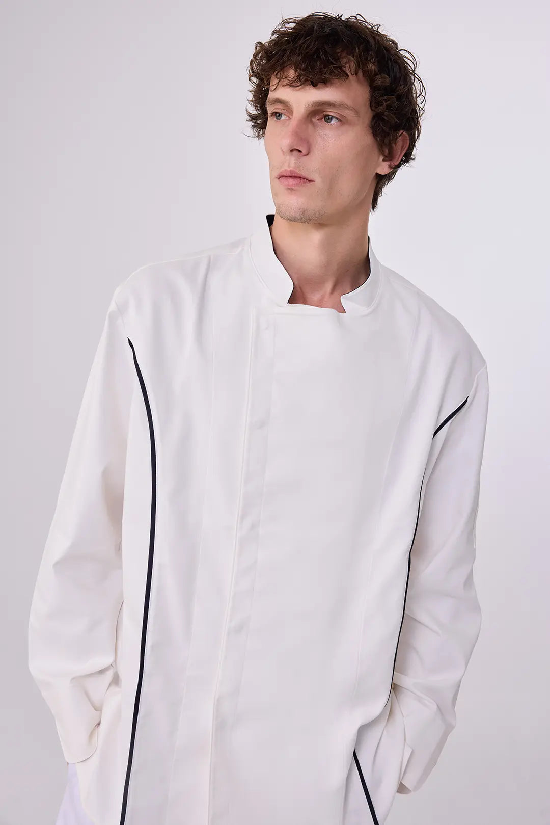 Custom White Chef Jacket – Refined Design With Black Piping Detail