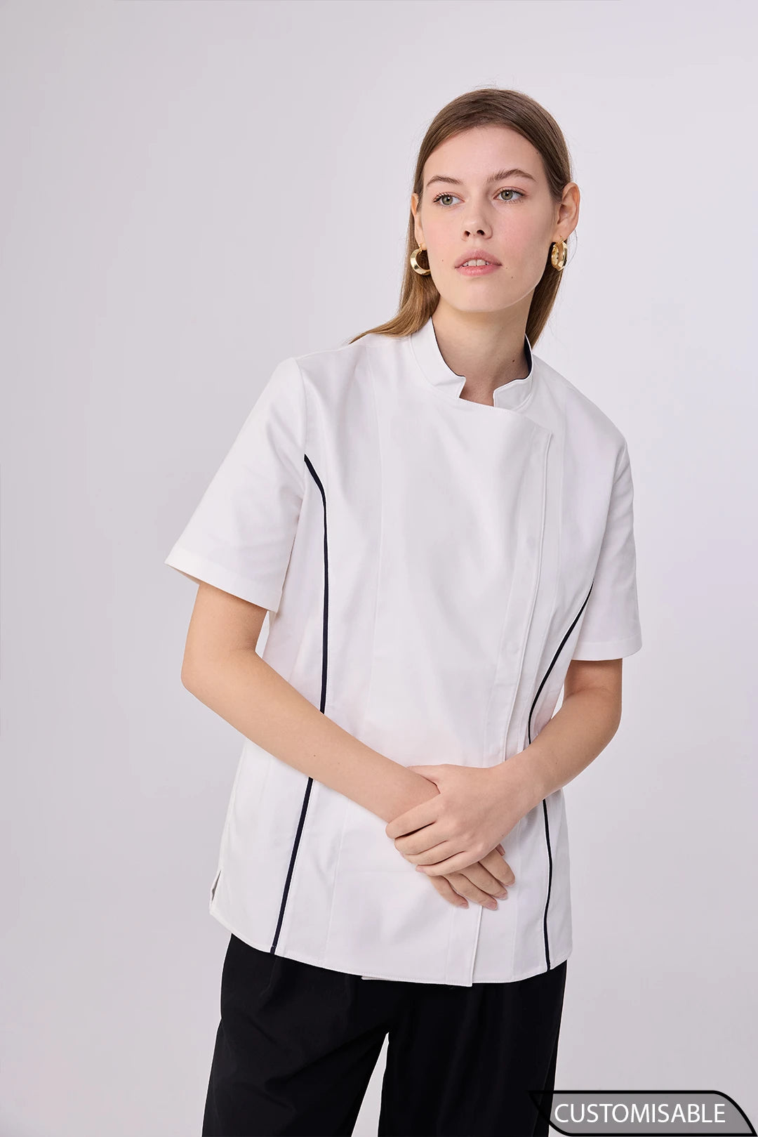 Custom White Chef Jacket – Short Sleeve Professional Kitchen Uniforms