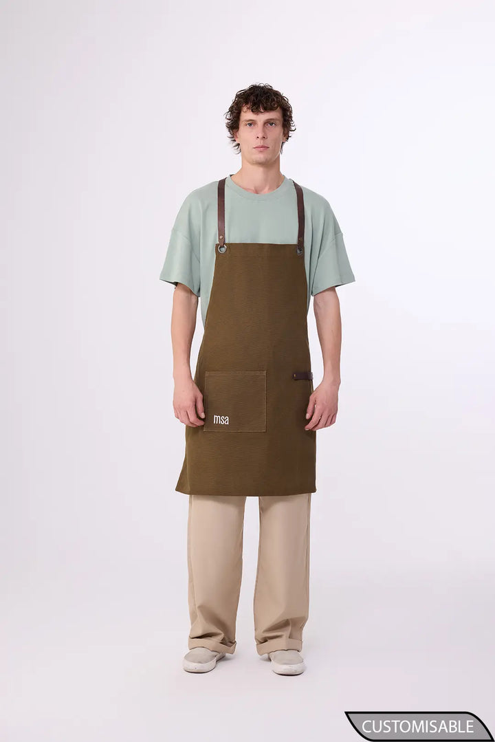 Custom Canvas Apron with Leather Detail