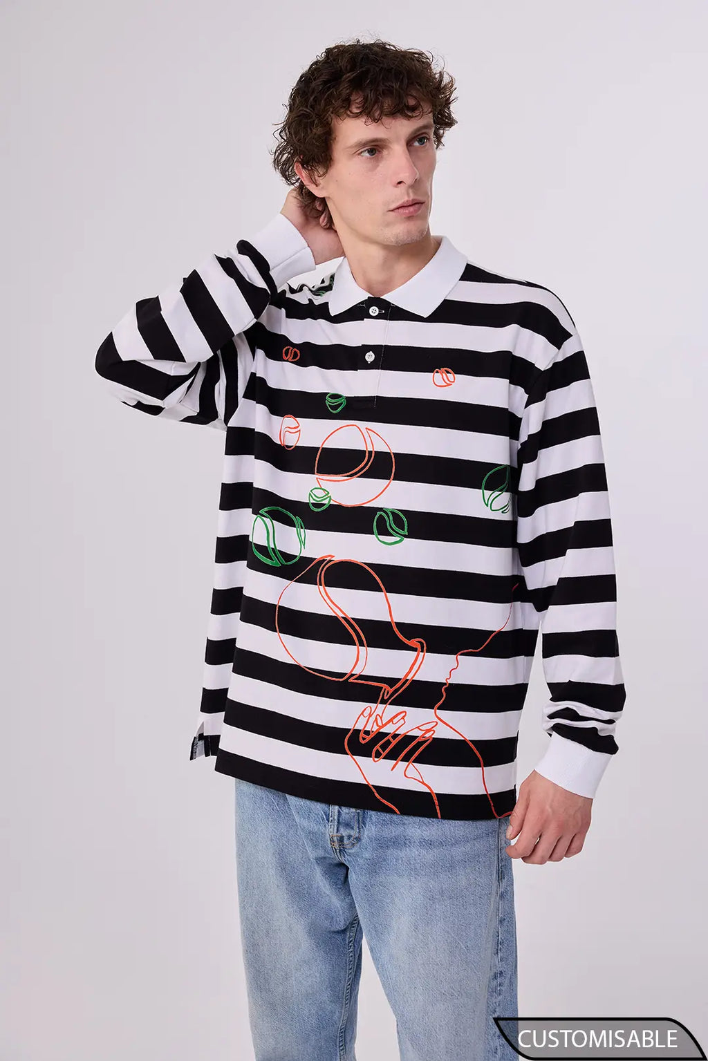 Custom Striped Polo Shirt – Artistic Embroidered Style for Bold Brand Identity