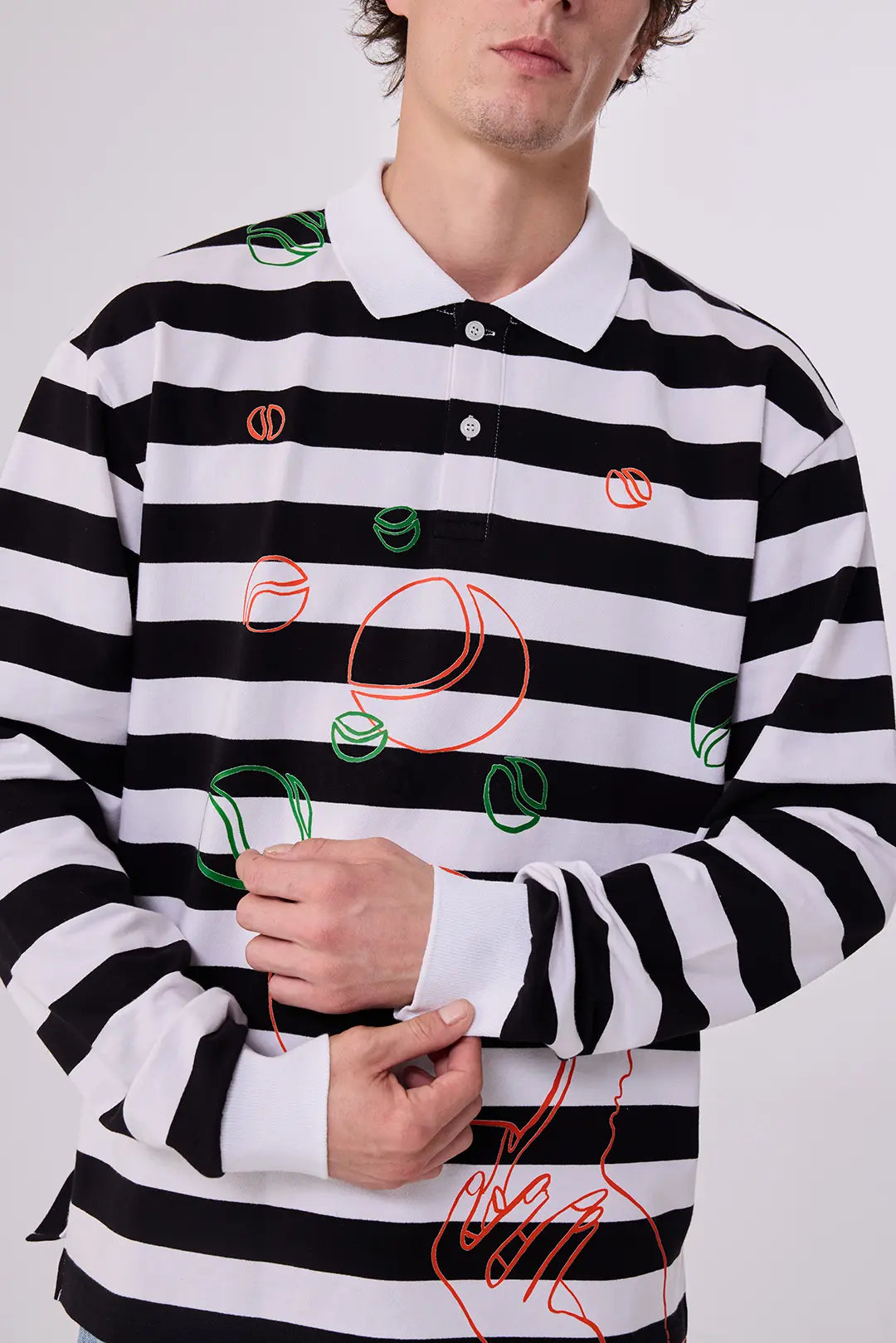 Custom Striped Polo Shirt – Artistic Embroidered Style for Bold Brand Identity