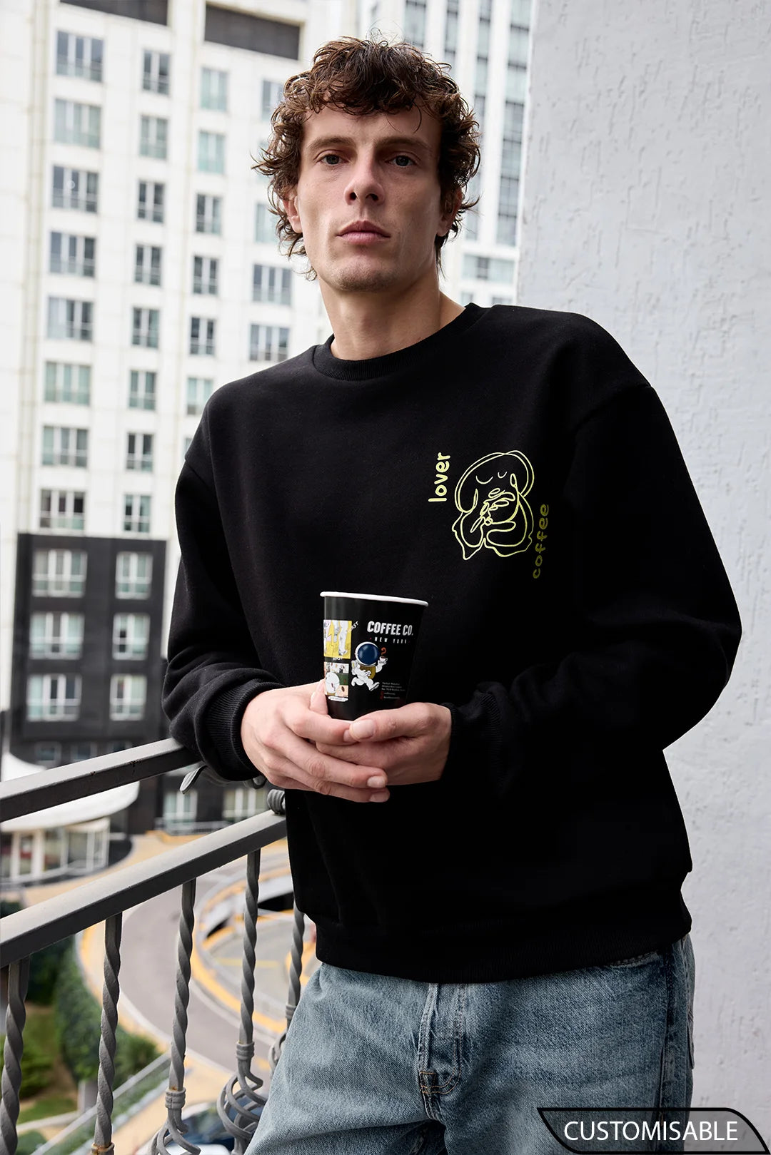 Custom Coffee Lover Sweatshirt – Minimal Graphic Crew For Everyday Comfort