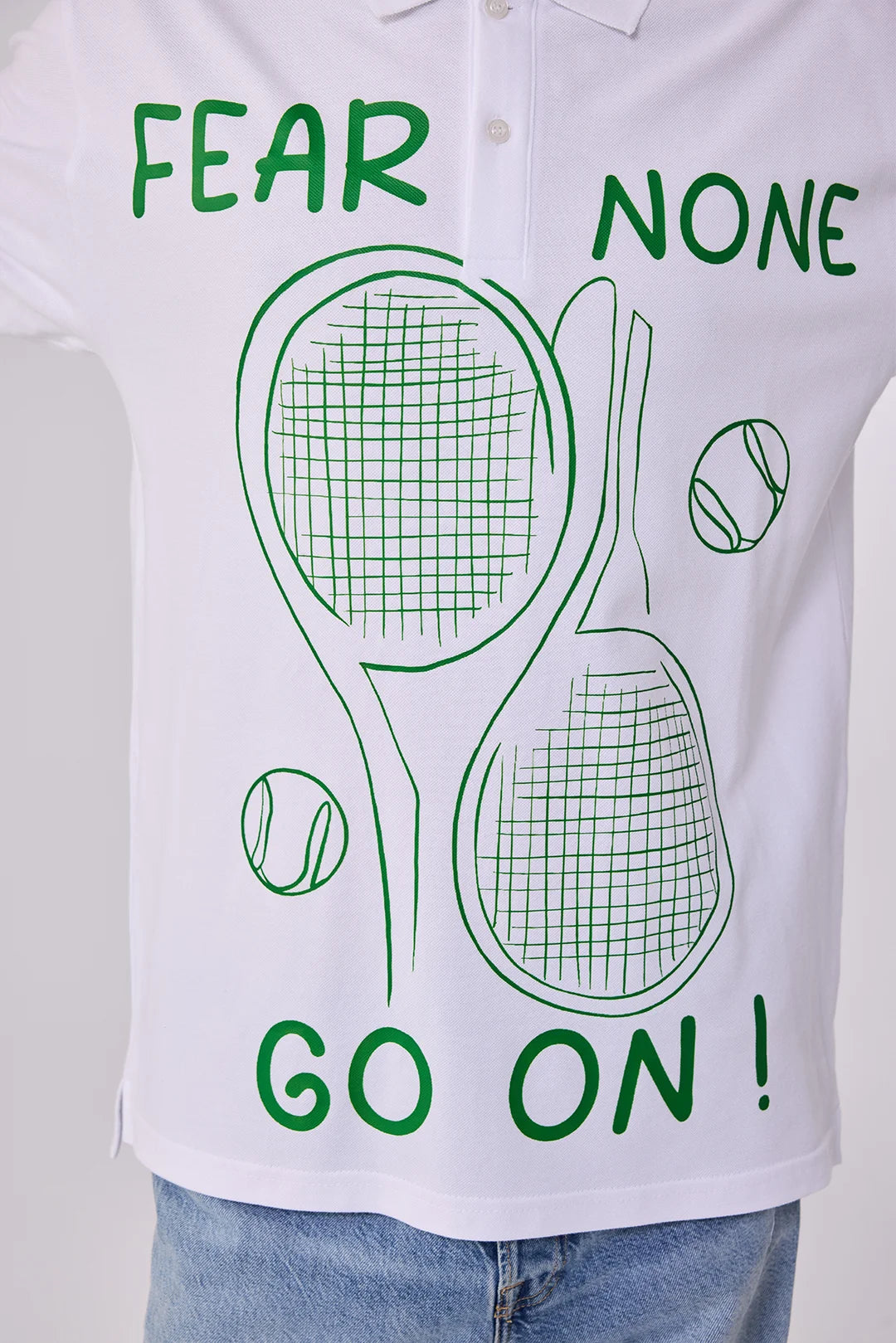 Custom Tennis Graphic Polo – Fear None Go On Motivational Design