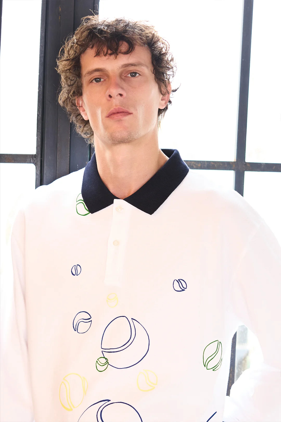 Custom Graphic Tennis Polo – Long Sleeve Sportswear With Illustrated Detail