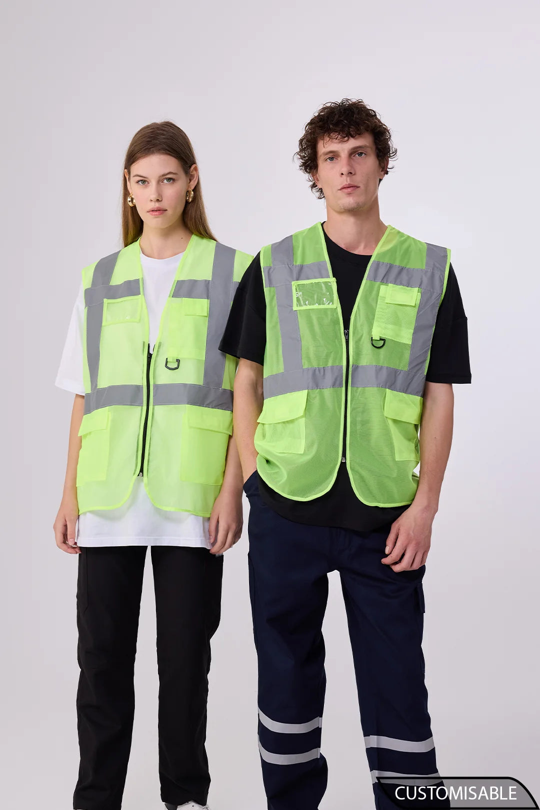 Custom Hi-Vis Safety Vest Utility Reflective Workwear
